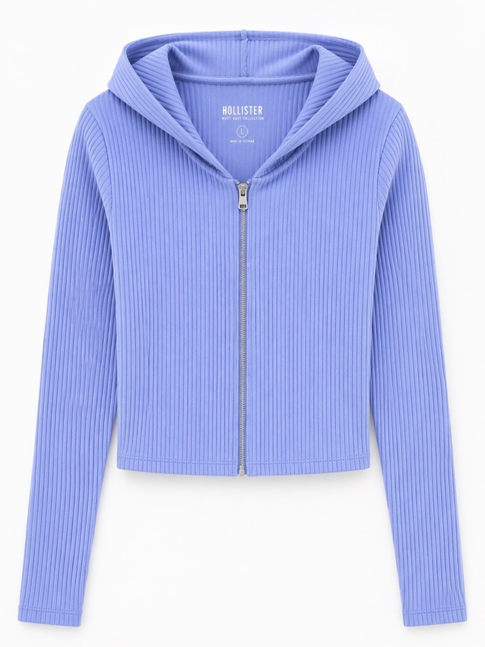 Hollister Periwinkle Ribbed Zip Long Sleeved Lightweight Hoodie (213)